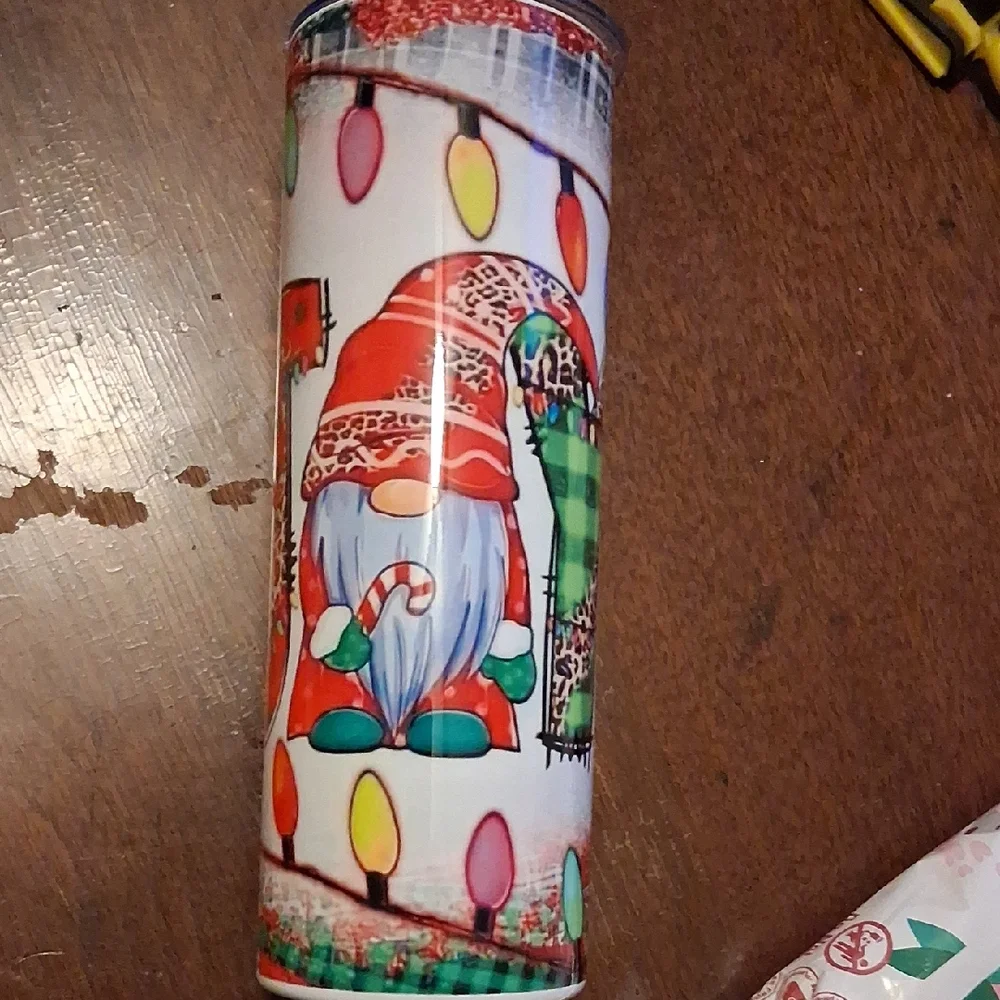 Festive Gnome Tumbler with Christmas Lights